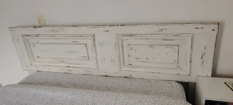 Cabecera de cama vintage de madera blanca - 2