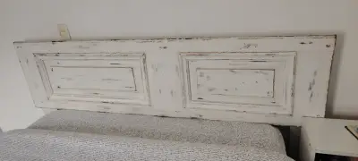 Cabecera de cama vintage de madera blanca - miniatura 2