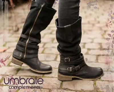 Botas negras de cuero con hebillas Umbrale - miniatura 1