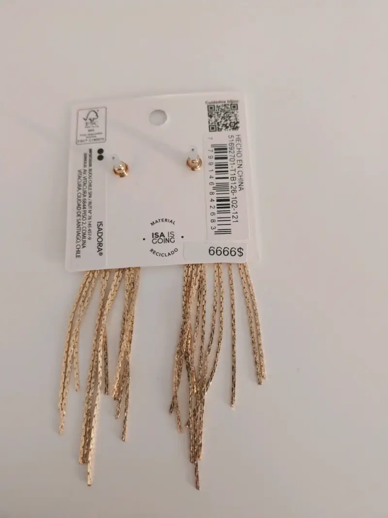 Pendientes largos dorados Isadora nuevos - 2