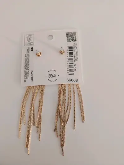 Pendientes largos dorados Isadora nuevos - miniatura 2
