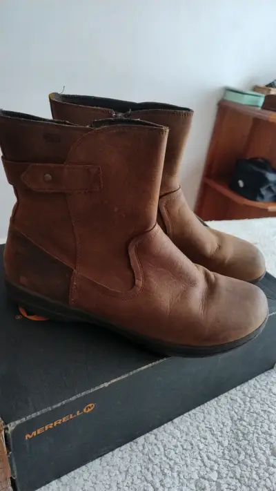 Botas de cuero marrón Merrell - miniatura 2