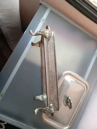 Bandeja de servir vintage alpaca - miniatura 4