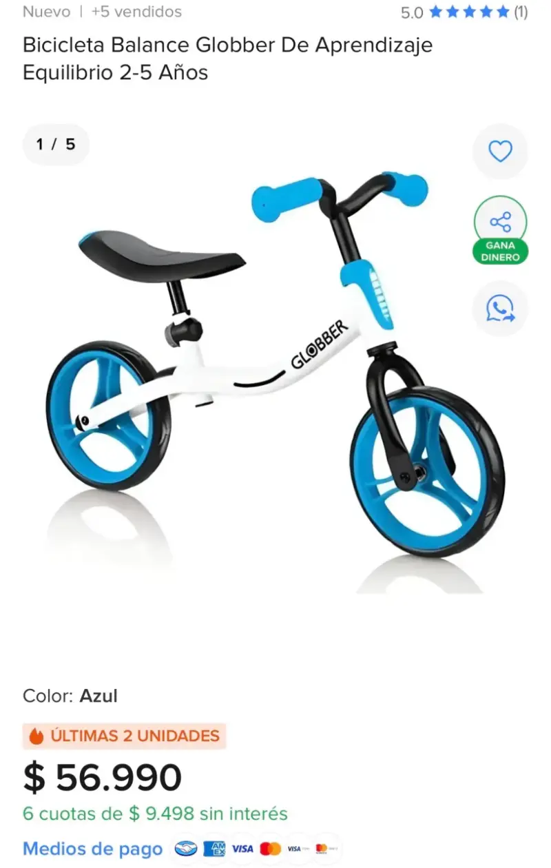 Bicicleta de equilibrio Globber Go Bike para niños - 2