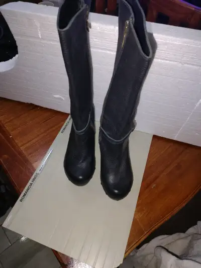 Botas de cuero kebba negras con tacón alto - miniatura 2