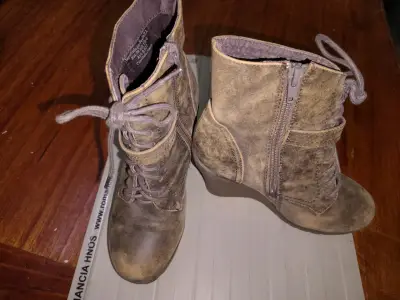 Botines de cuero marrón con cordones talla 35 - miniatura 3