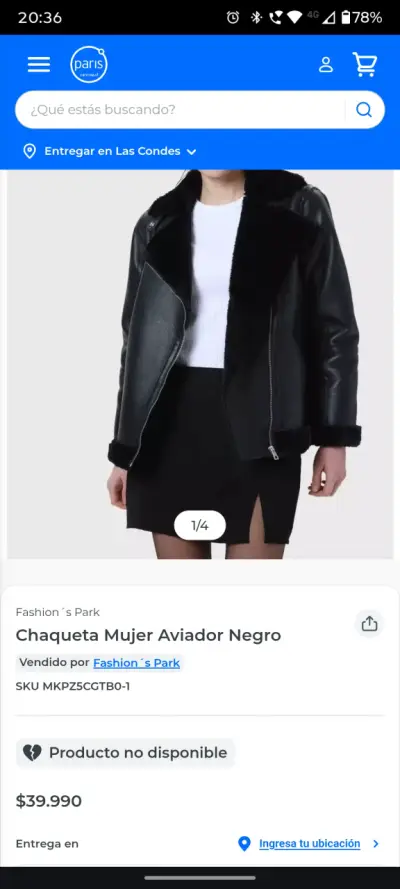 Chaqueta de cuero negra con forro de piel - miniatura 2