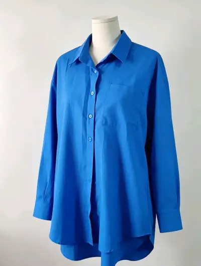 Camisa azul de manga larga - miniatura 1