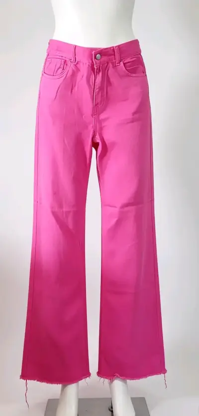 Pantalones anchos rosados para mujer - miniatura 1