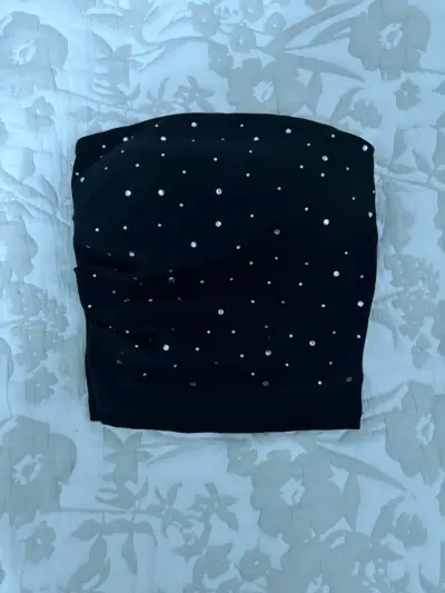 Top strapless negro con lentejuelas - miniatura 1