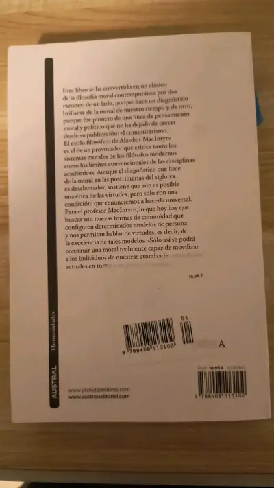 Libro 'Tras la Virtud' de Alasdair MacIntyre - miniatura 2