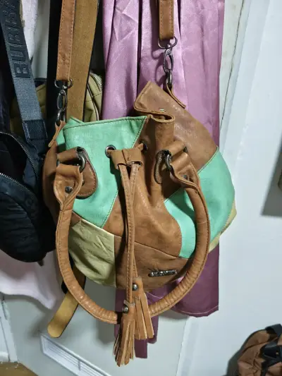 Bolso de cuero multicolor con flecos - miniatura 1