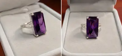 Anillo de plata con amatista rectangular - miniatura 2
