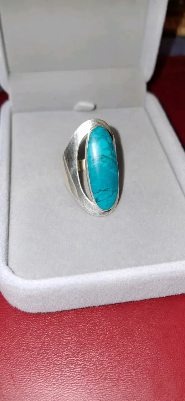 Anillo de plata con turquesa ovalada - 2