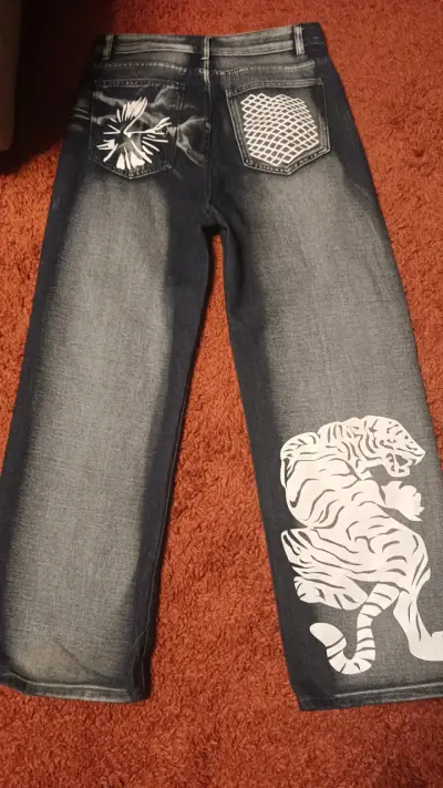 Jeans clásicos azul oscuro unisex overside - miniatura 3