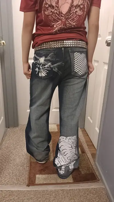 Jeans clásicos azul oscuro unisex overside - miniatura 4