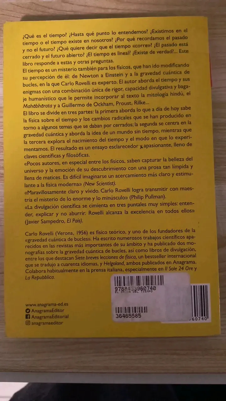 Libro 'El orden del tiempo' de Carlo Rovelli - 2