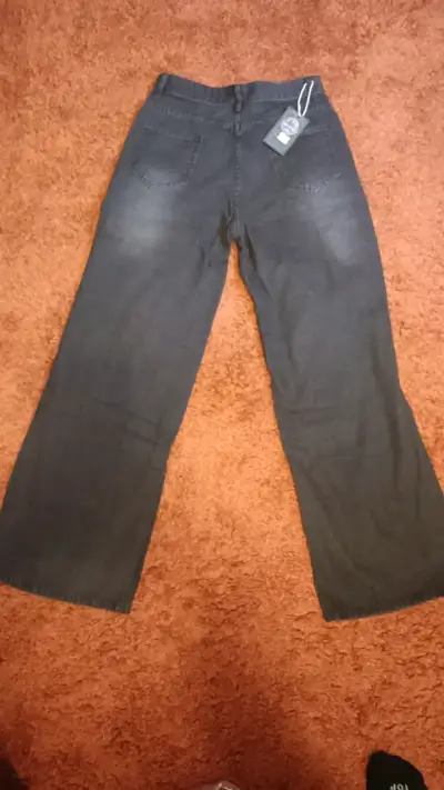 Jeans anchos de mezclilla azul oscuro mujer - miniatura 1