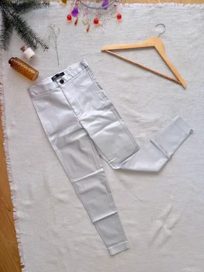 Pantalones plateados Zara ajustados - miniatura 1