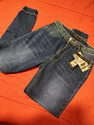 Jeans stretch azul con cintura elástica - miniatura 1