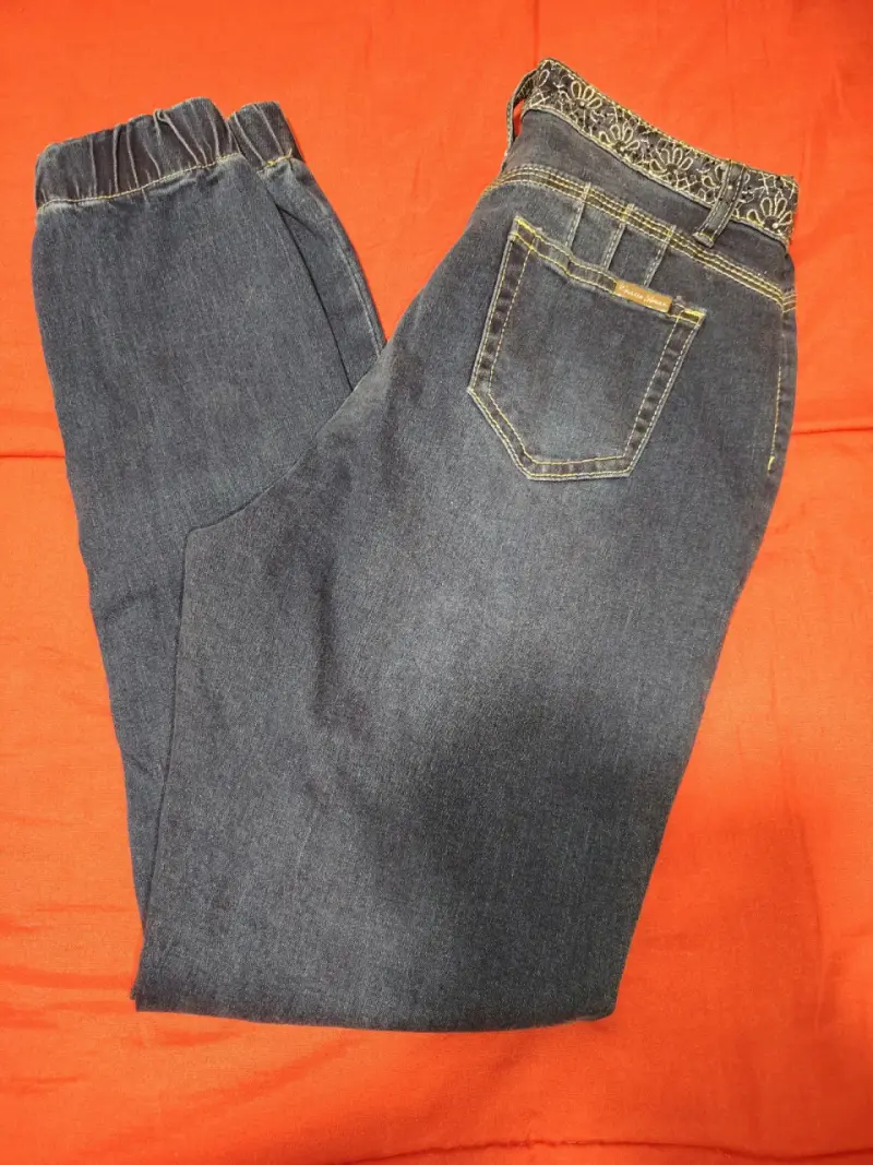 Jeans stretch azul con cintura elástica - 3