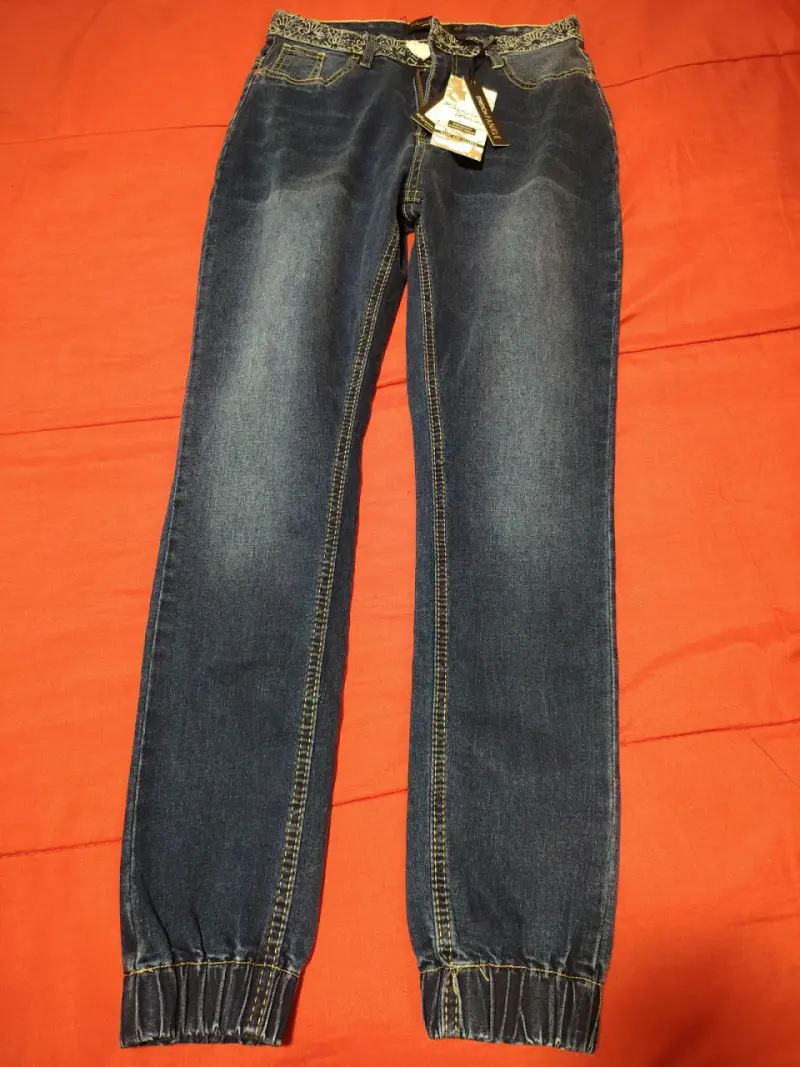 Jeans stretch azul con cintura elástica - 4
