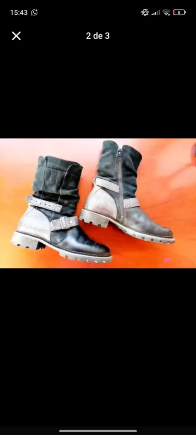 Botas de cuero negras con hebillas - miniatura 2