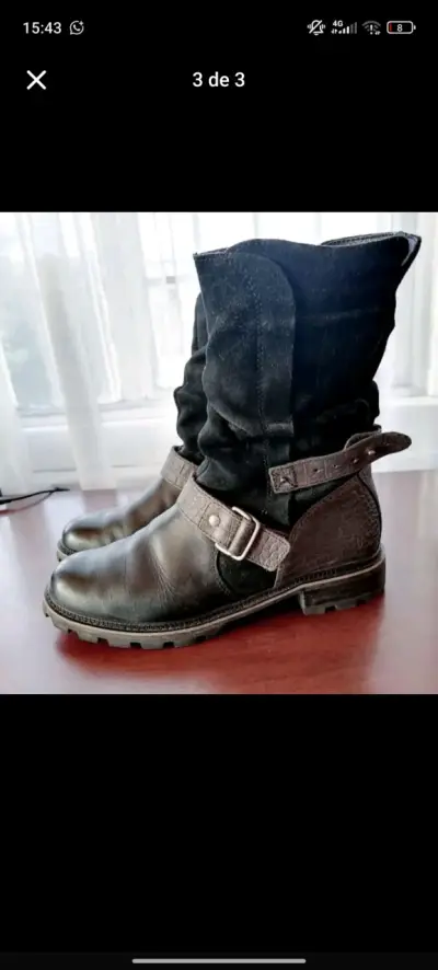 Botas de cuero negras con hebillas - miniatura 3
