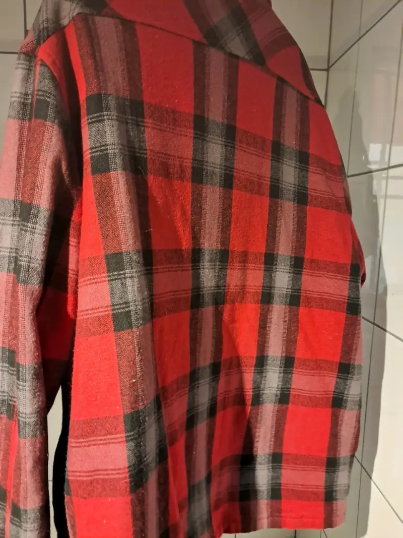 Chaqueta Camisa de franela a cuadros roja y negra - 6