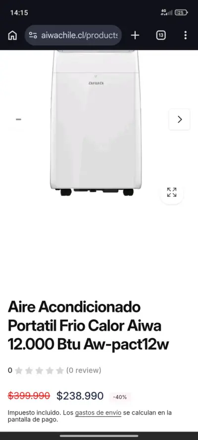 Aire acondicionado portátil Aiwa blanco - miniatura 4