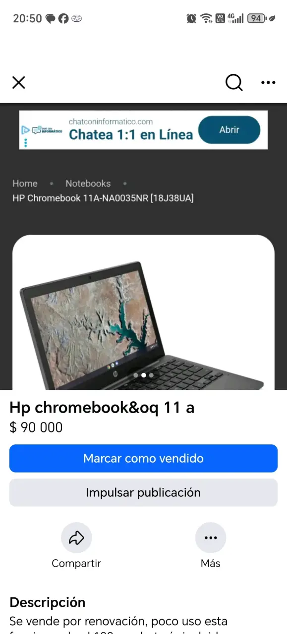 HP Chromebook 11a portátil usado - 2