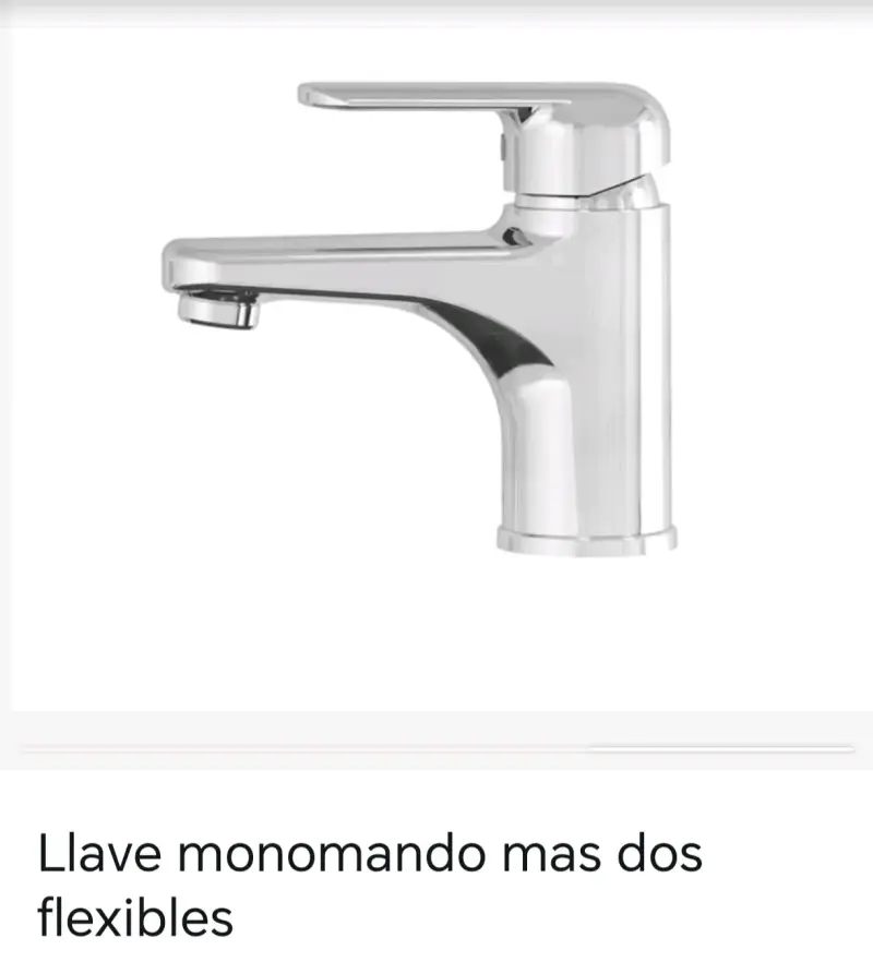 Llave monomando cromada con flexibles - 1