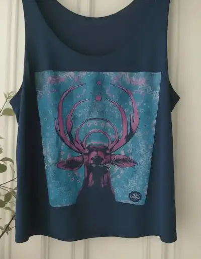 Polera brasil sin mangas azul con diseño de ciervo - miniatura 1