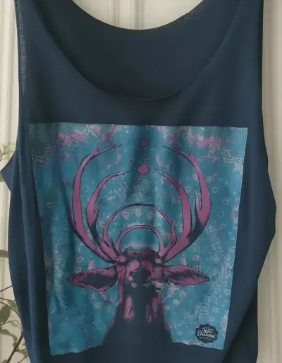 Polera brasil sin mangas azul con diseño de ciervo - miniatura 2