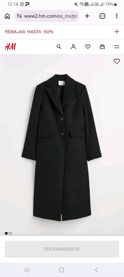 Abrigo negro elegante H&M para mujer - miniatura 1