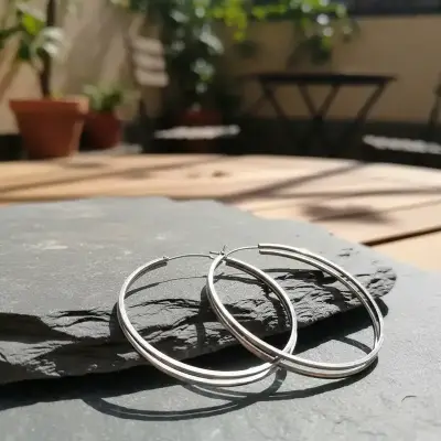 Aros de plata grandes estilo minimalista - miniatura 1