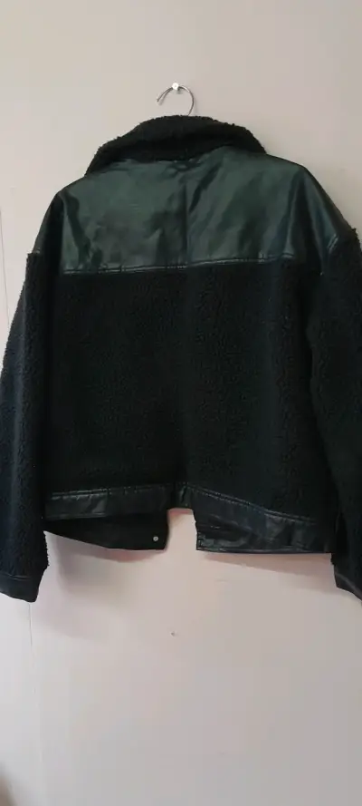 Chaqueta de cuero y lana negra FSP XL - miniatura 5