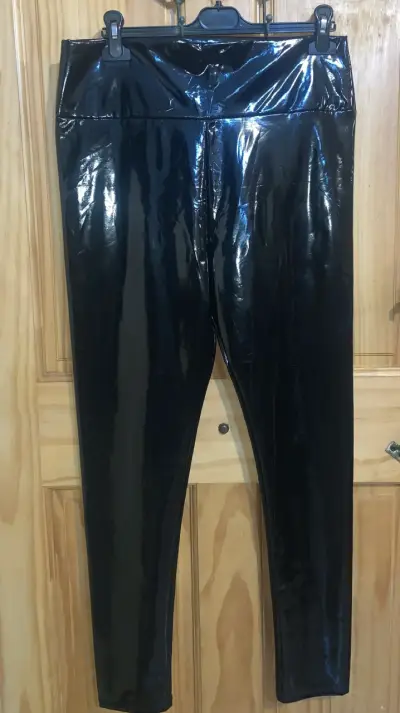 Leggings latex  negro brillantes M - miniatura 1