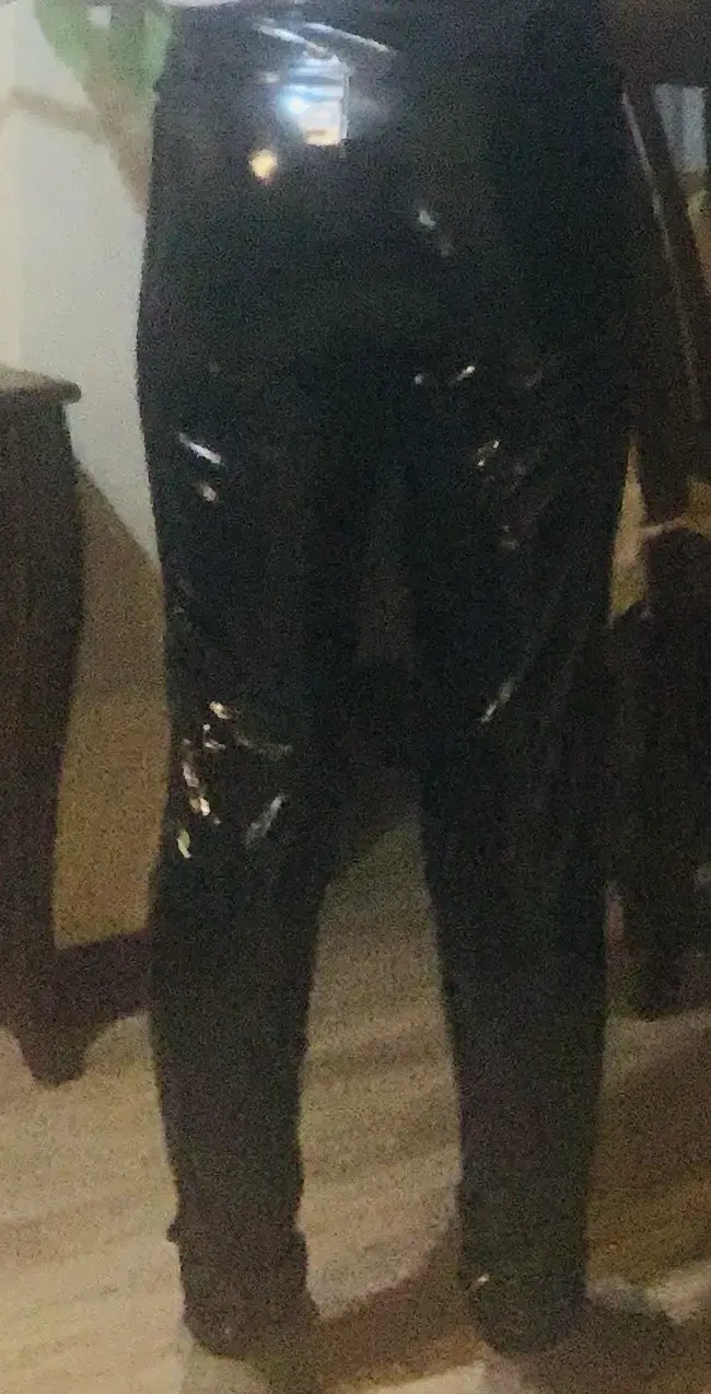 Leggings latex  negro brillantes M - 3