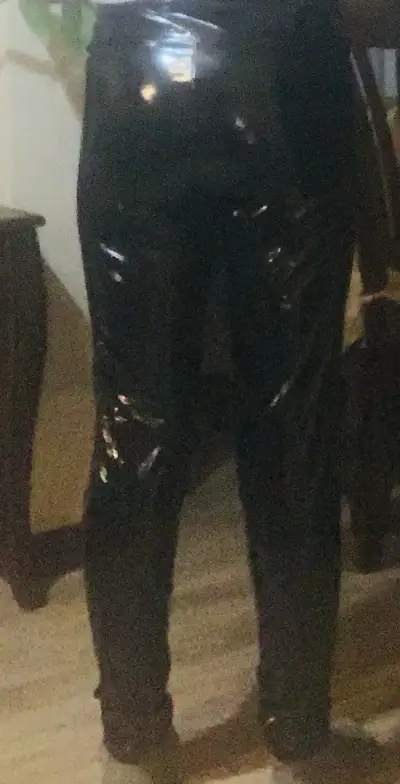 Leggings latex  negro brillantes M - miniatura 3
