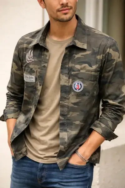 Camisa militar camuflada para hombre - miniatura 1