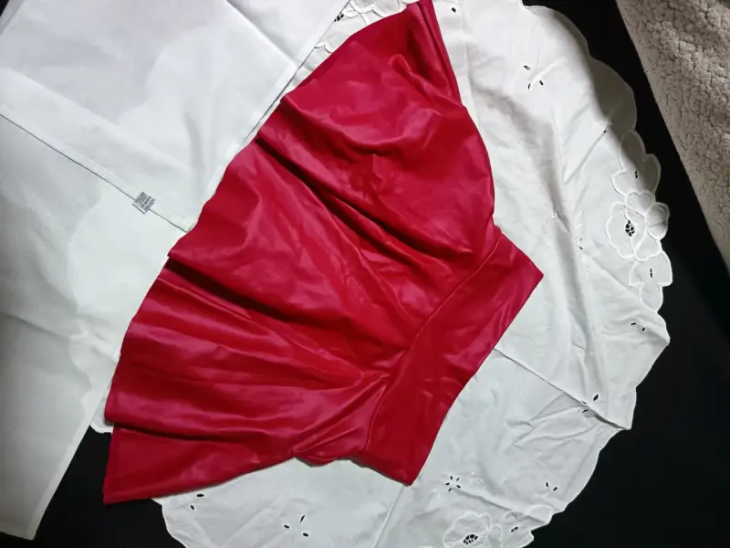 Chaqueta de cuero sintético roja - 6