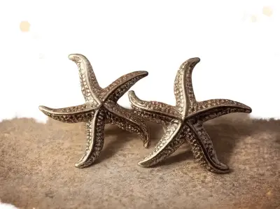 Pendientes de estrella de mar en plata - miniatura 1
