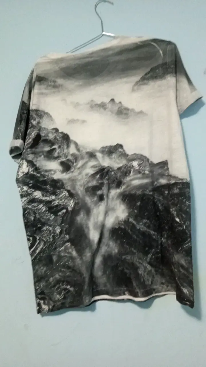 Polera estampada con paisaje en blanco y negro - 2