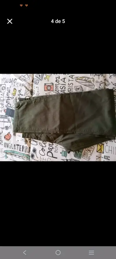 Pantalones verdes de algodón para hombre - miniatura 1