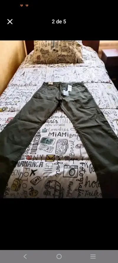 Pantalones verdes de algodón para hombre - miniatura 3