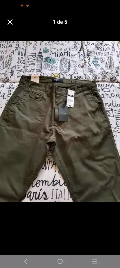 Pantalones verdes de algodón para hombre - miniatura 4