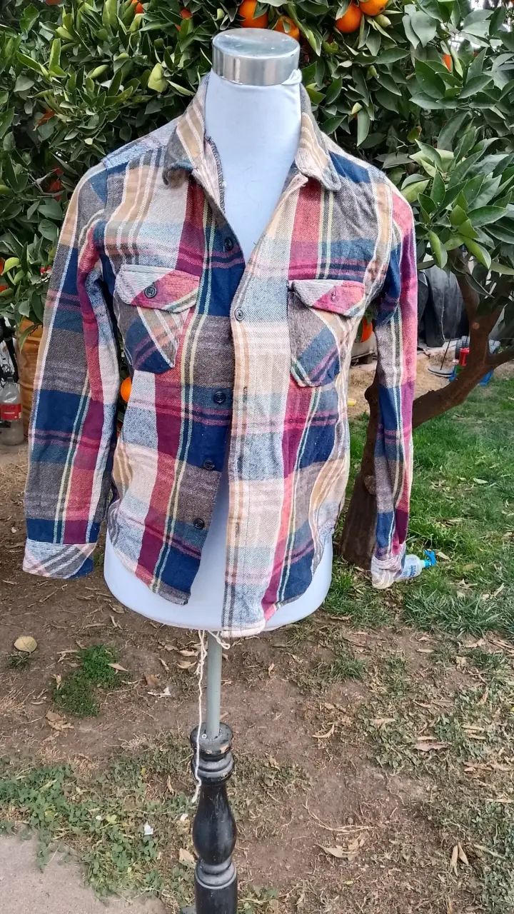 Camisa de franela a cuadros multicolor - 1