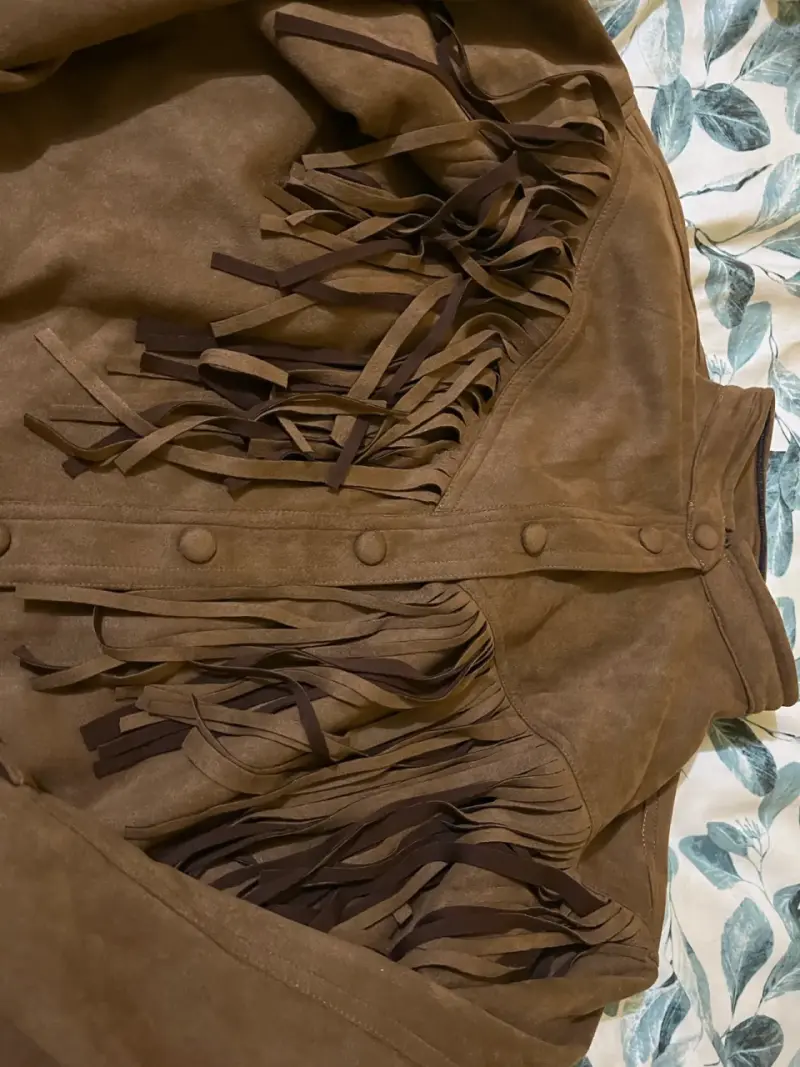 Sobrecamisa de gamuza con flecos marrón - 2