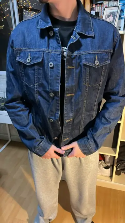 Chaqueta de mezclilla azul para hombre - miniatura 2